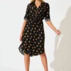 Rival Zip Dress in Black with Brown Spot