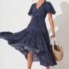 Violet Maxi Dress In Navy Spot