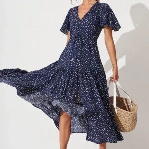Violet Maxi Dress In Navy Spot