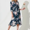 Jemimah Midi Teal Blush Floral