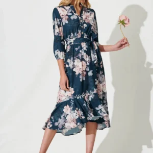 Jemimah Midi Teal Blush Floral