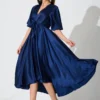 Helsinki Maxi Dress In Navy Satin